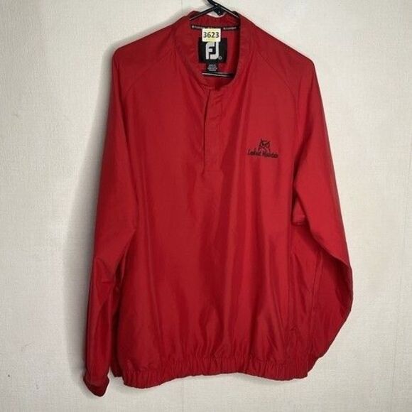 FootJoy FJ Red Golf Club Logo Lined Windbreaker Jackets Men Size Large - Picture 1 of 12